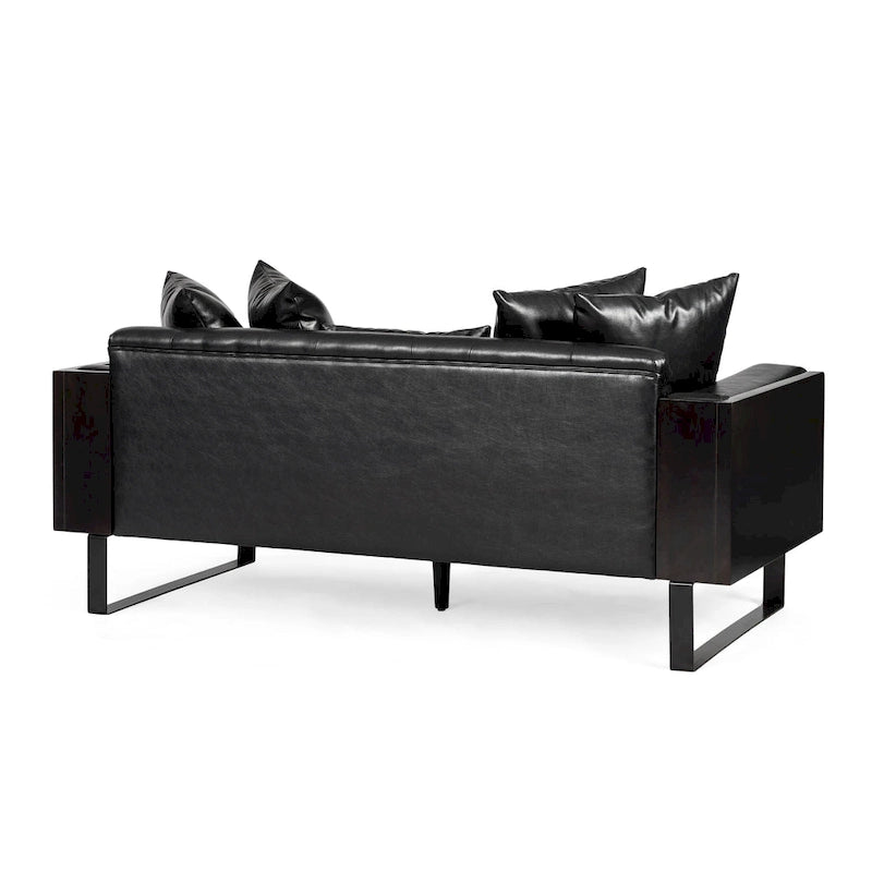 Causeuse surdimensionnée en similicuir avec coussins décoratifs | Style moderne | Canapé 2 places