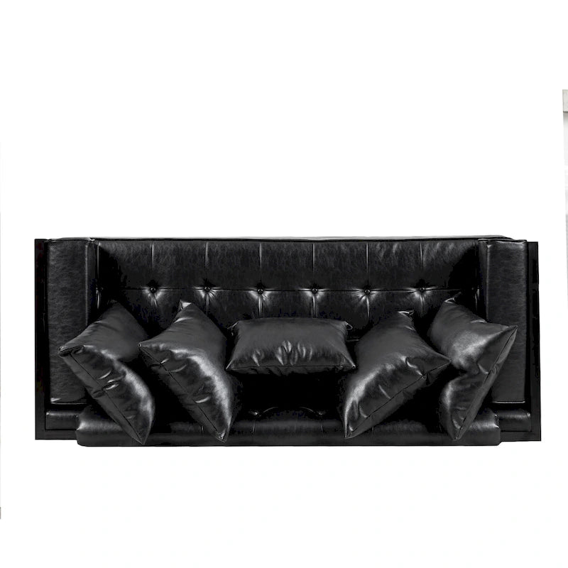 Causeuse surdimensionnée en similicuir avec coussins décoratifs | Style moderne | Canapé 2 places