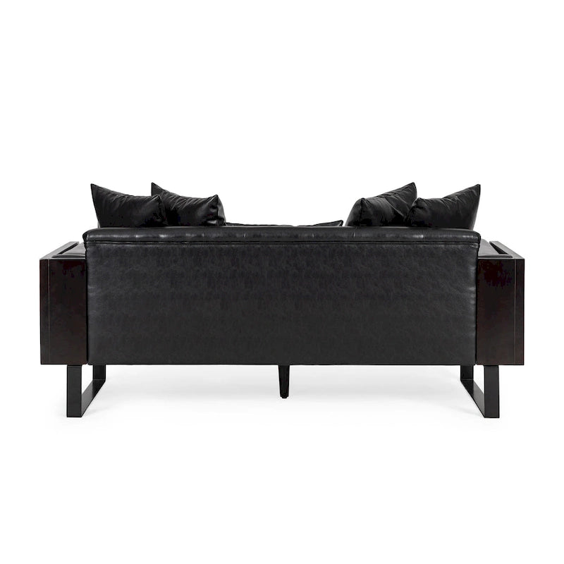 Causeuse surdimensionnée en similicuir avec coussins décoratifs | Style moderne | Canapé 2 places