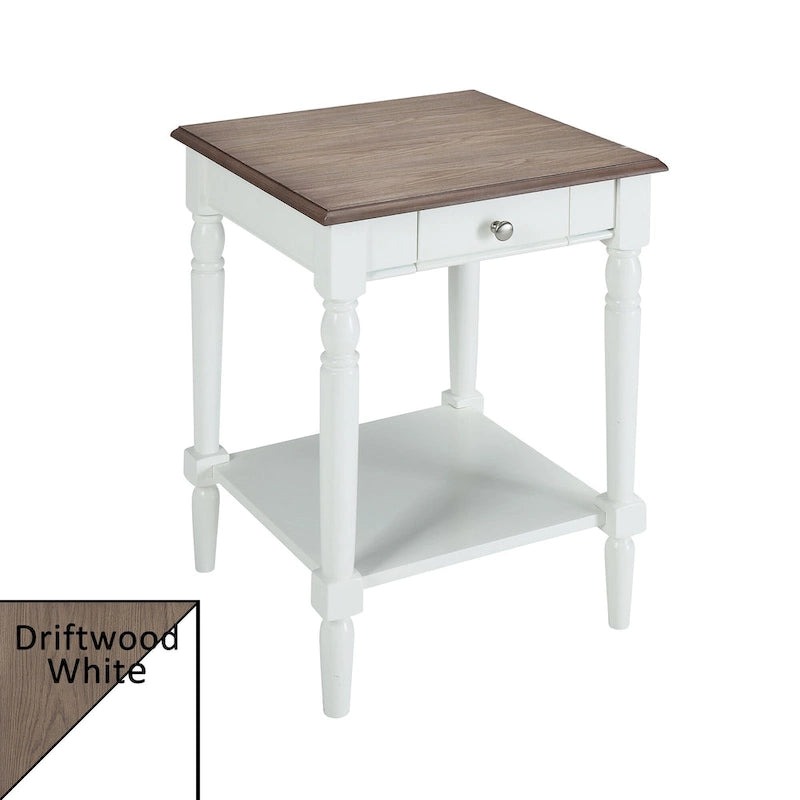 Table d'appoint de style champêtre français avec 1 tiroir et une étagère ouverte | Plusieurs finitions | Table de chevet