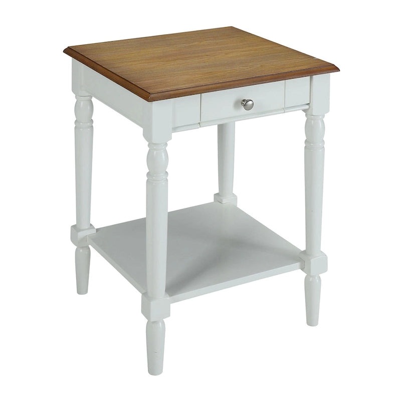 Table d'appoint de style champêtre français avec 1 tiroir et une étagère ouverte | Plusieurs finitions | Table de chevet