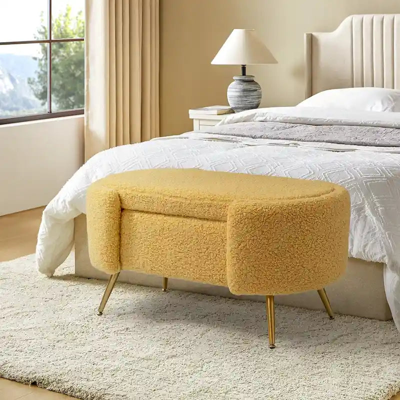 Banc de rangement de 39,4 po de large avec pieds en métal