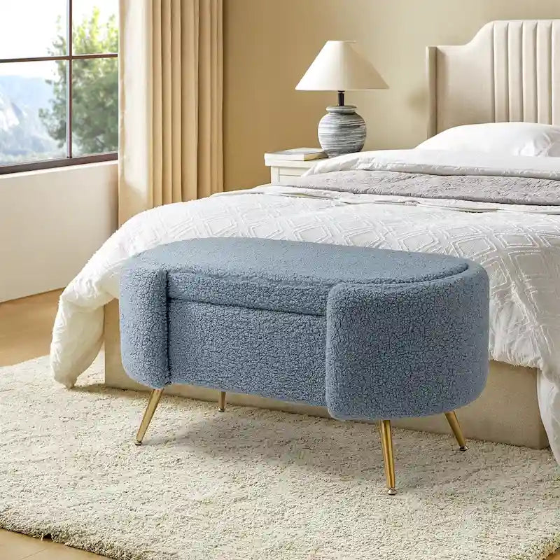 Banc de rangement de 39,4 po de large avec pieds en métal