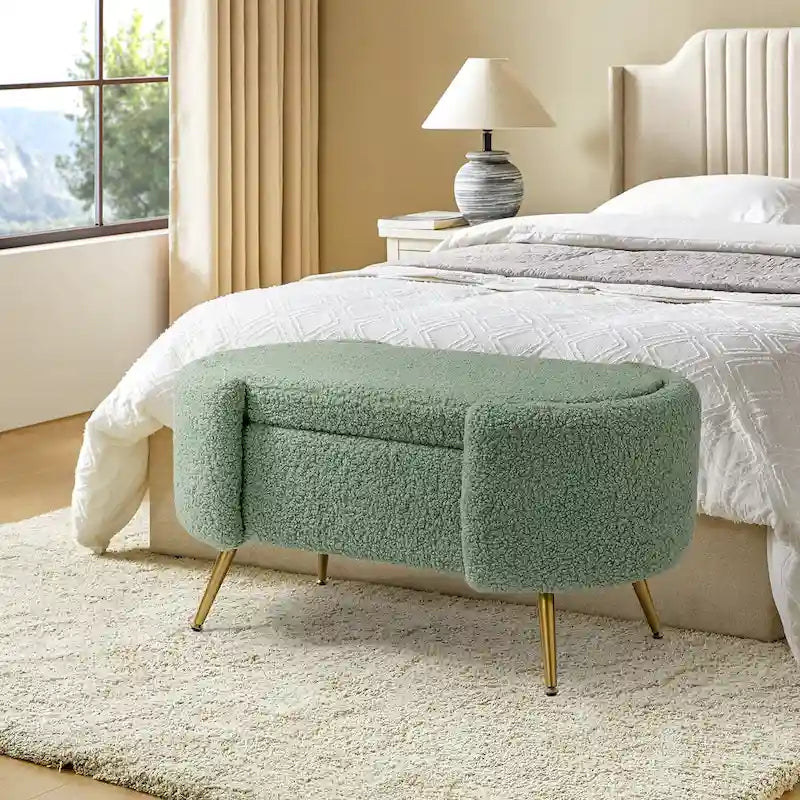 Banc de rangement de 39,4 po de large avec pieds en métal