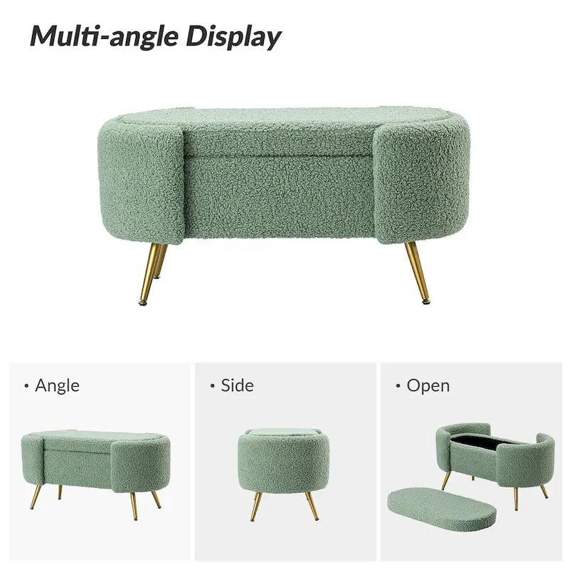 Banc de rangement de 39,4 po de large avec pieds en métal