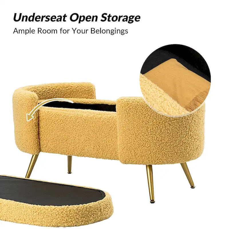 Banc de rangement de 39,4 po de large avec pieds en métal