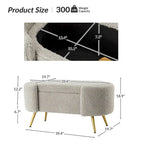 Banc de rangement de 39,4 po de large avec pieds en métal