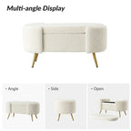 Banc de rangement de 39,4 po de large avec pieds en métal