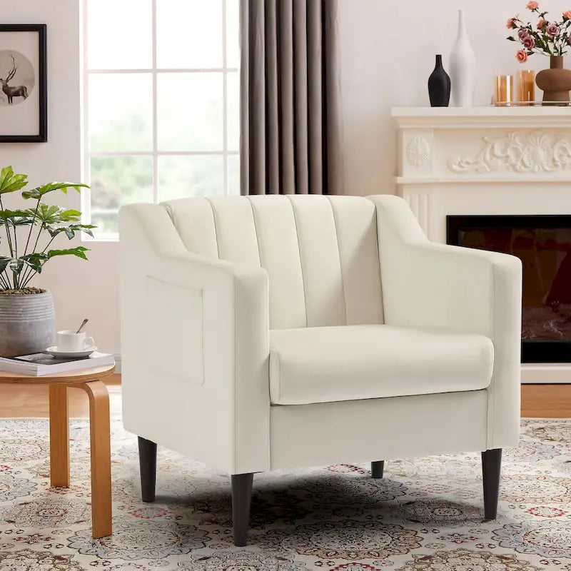 Fauteuil d'appoint capitonné moderne avec pieds en métal