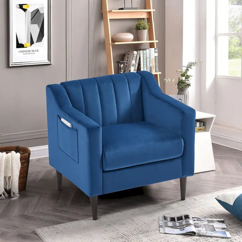 Fauteuil d'appoint capitonné moderne avec pieds en métal