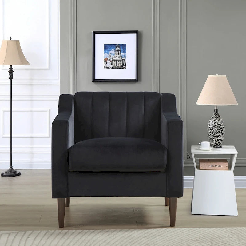 Fauteuil d'appoint capitonné moderne avec pieds en métal