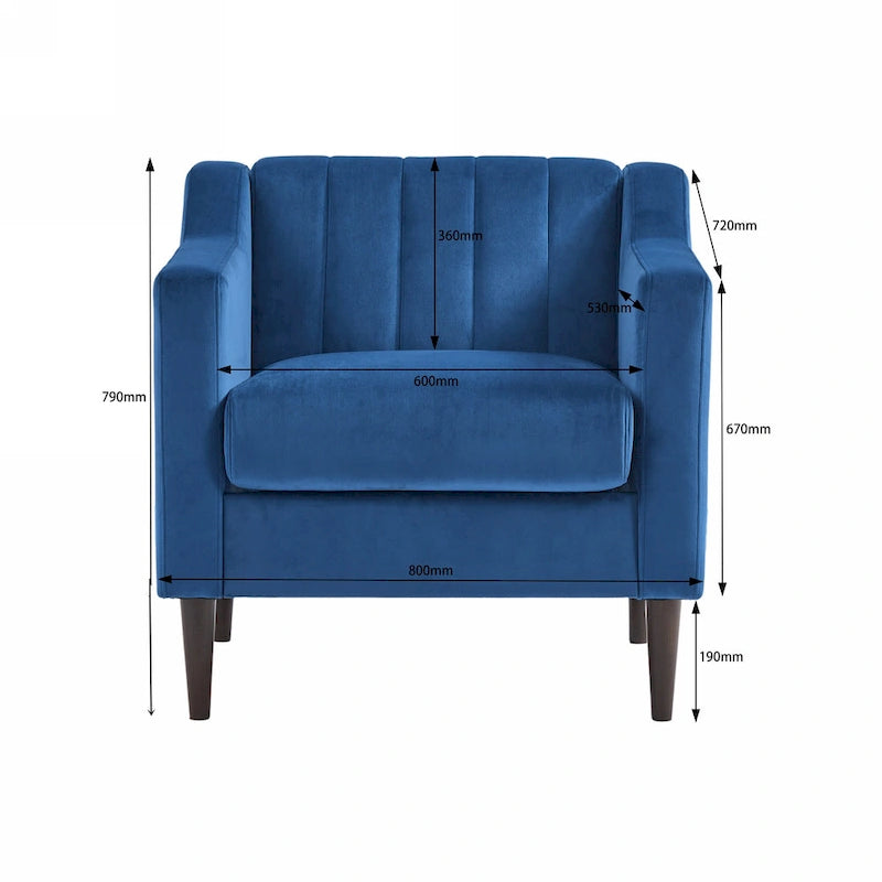 Fauteuil d'appoint capitonné moderne avec pieds en métal