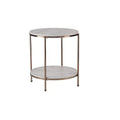 HomeRoots 24 Champagne Faux Marble And Iron Round End Table With Shelf - 22x22x24.25