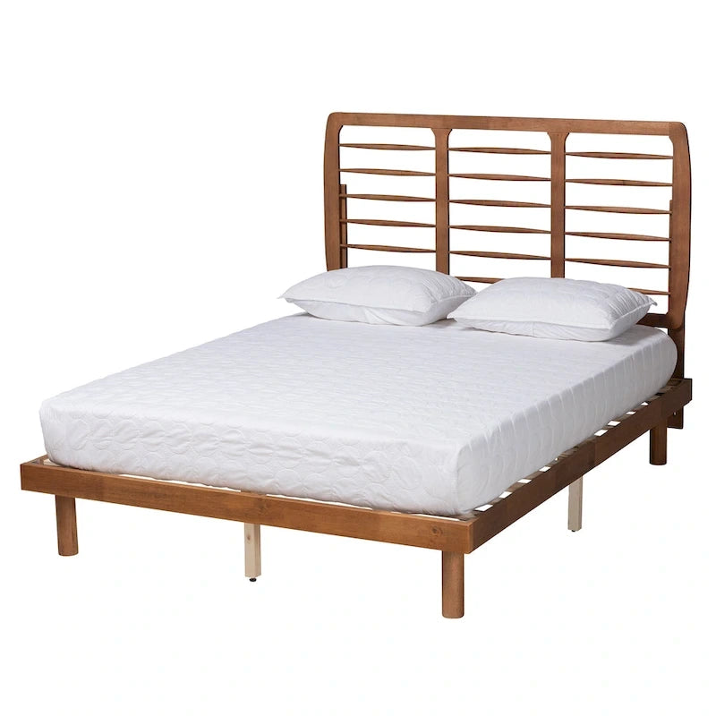 Lit plateforme en bois style milieu de siècle