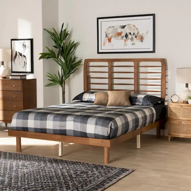 Lit plateforme en bois style milieu de siècle