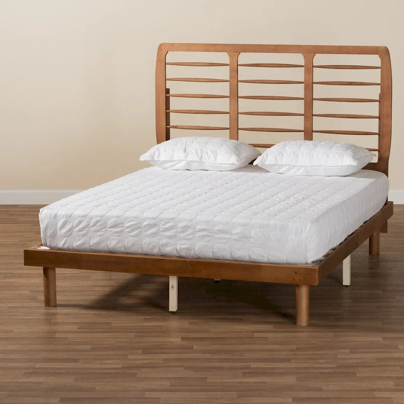 Lit plateforme en bois style milieu de siècle