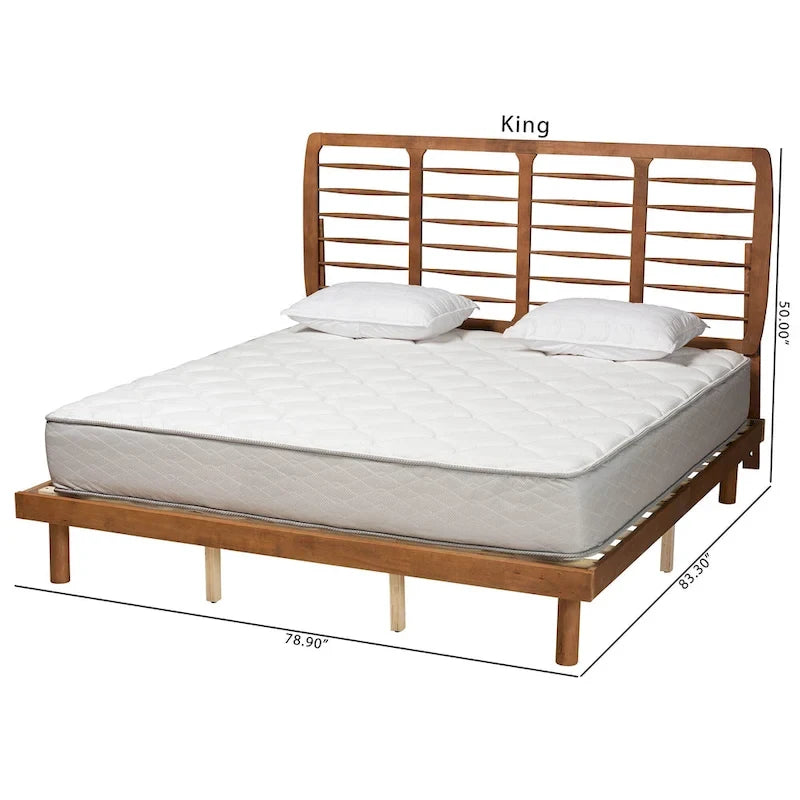 Lit plateforme en bois style milieu de siècle