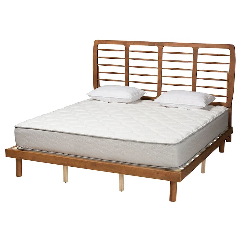 Lit plateforme en bois style milieu de siècle