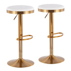 Tabourets de bar de comptoir | Cadre en acier doré | Similicuir blanc | Hauteur réglable