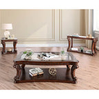 Table d'appoint traditionnelle de 66 cm | Finition chêne | Plateau en verre | Base d'étagère en bois | Salon