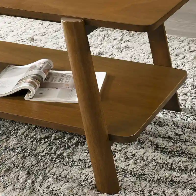 Table d'appoint étagère en bois du milieu du siècle
