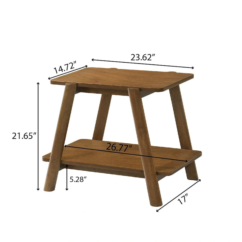 Table d'appoint étagère en bois du milieu du siècle