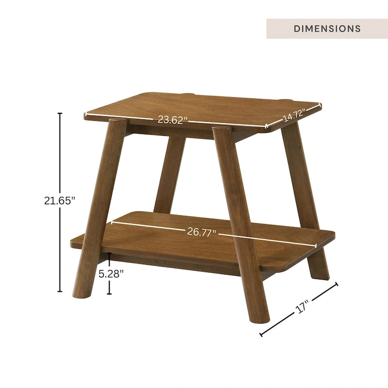 Table d'appoint étagère en bois du milieu du siècle