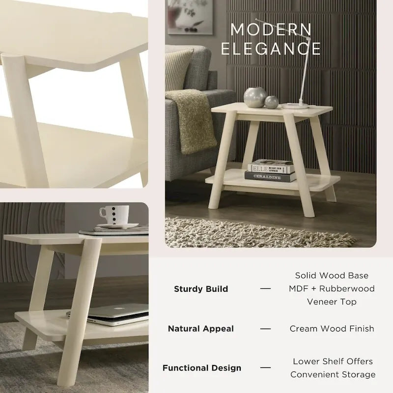 Table d'appoint étagère en bois du milieu du siècle