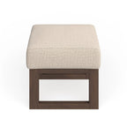 Tabouret ottoman rembourré de style Mid-Century Modern | Tissu beige clair | Pieds en bois massif