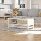 Table basse en bois moderne avec étagère inférieure | Table de salon | Design de rangement
