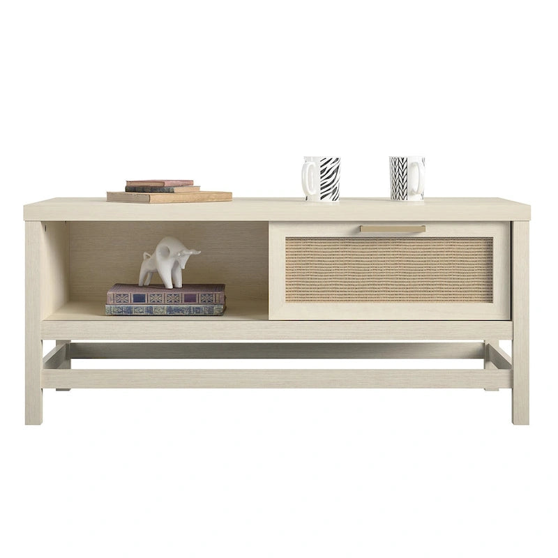 Table basse en bois moderne avec étagère inférieure | Table de salon | Design de rangement
