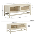 Table basse en bois moderne avec étagère inférieure | Table de salon | Design de rangement