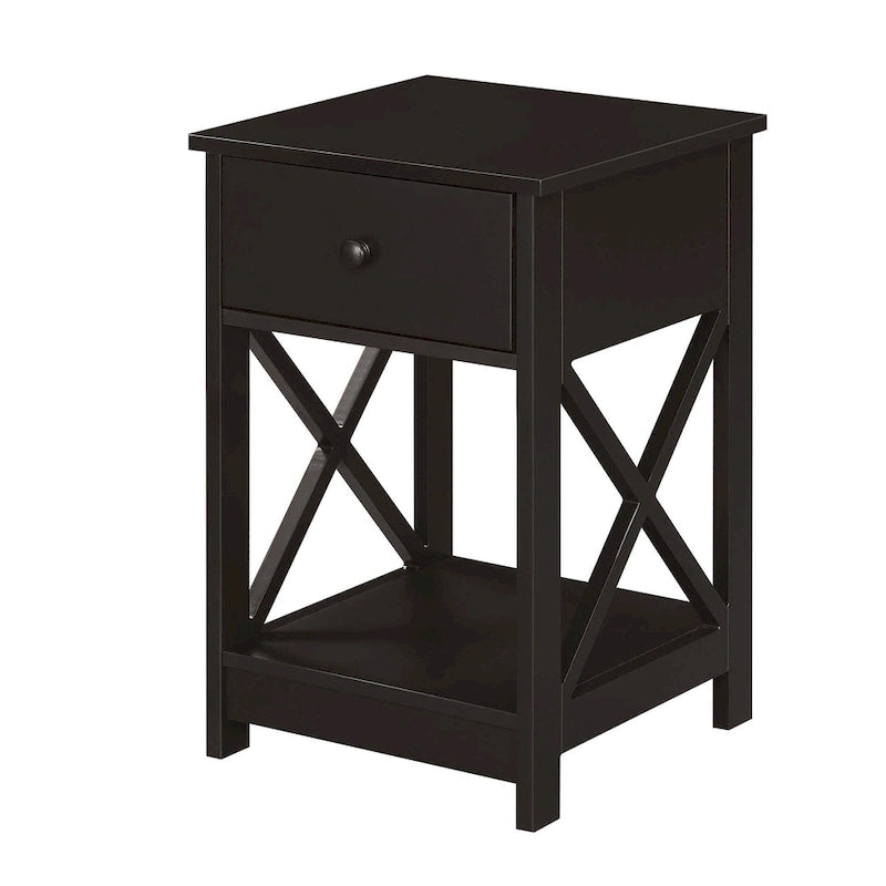 Table d'appoint style Oxford avec 1 tiroir et étagère ouverte | Plusieurs finitions | Table d'appoint compacte