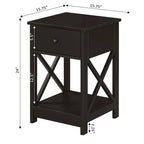 Table d'appoint style Oxford avec 1 tiroir et étagère ouverte | Plusieurs finitions | Table d'appoint compacte