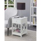Table d'appoint style Oxford avec 1 tiroir et étagère ouverte | Plusieurs finitions | Table d'appoint compacte