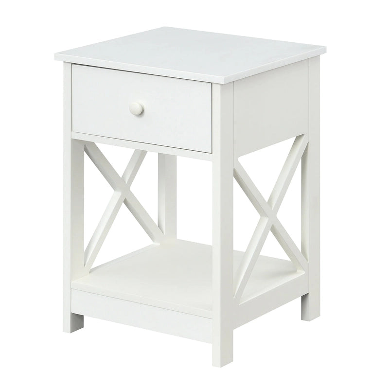 Table d'appoint style Oxford avec 1 tiroir et étagère ouverte | Plusieurs finitions | Table d'appoint compacte