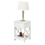 Table d'appoint style Oxford avec 1 tiroir et étagère ouverte | Plusieurs finitions | Table d'appoint compacte
