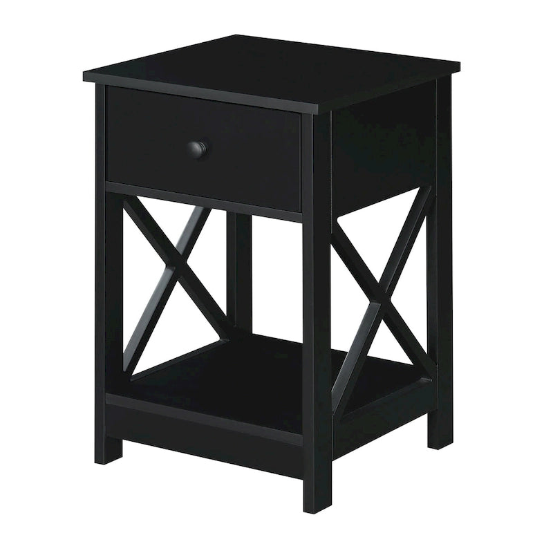 Table d'appoint style Oxford avec 1 tiroir et étagère ouverte | Plusieurs finitions | Table d'appoint compacte