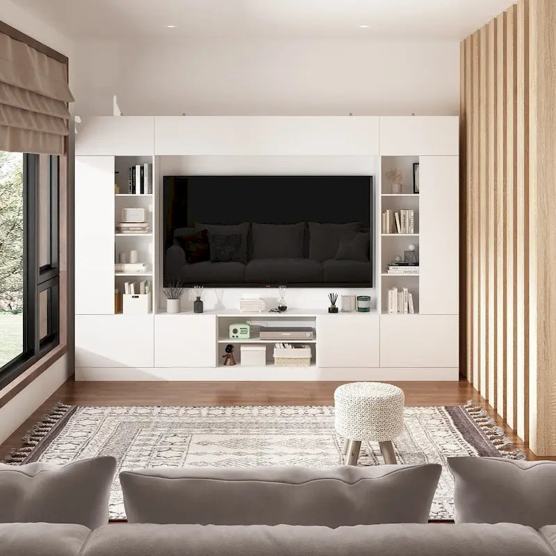 Meuble TV mural polyvalent éclairage LED - Convient aux téléviseurs jusqu'à 75 pouces