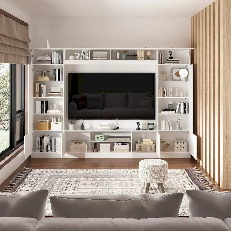 Meuble TV mural polyvalent éclairage LED - Convient aux téléviseurs jusqu'à 75 pouces