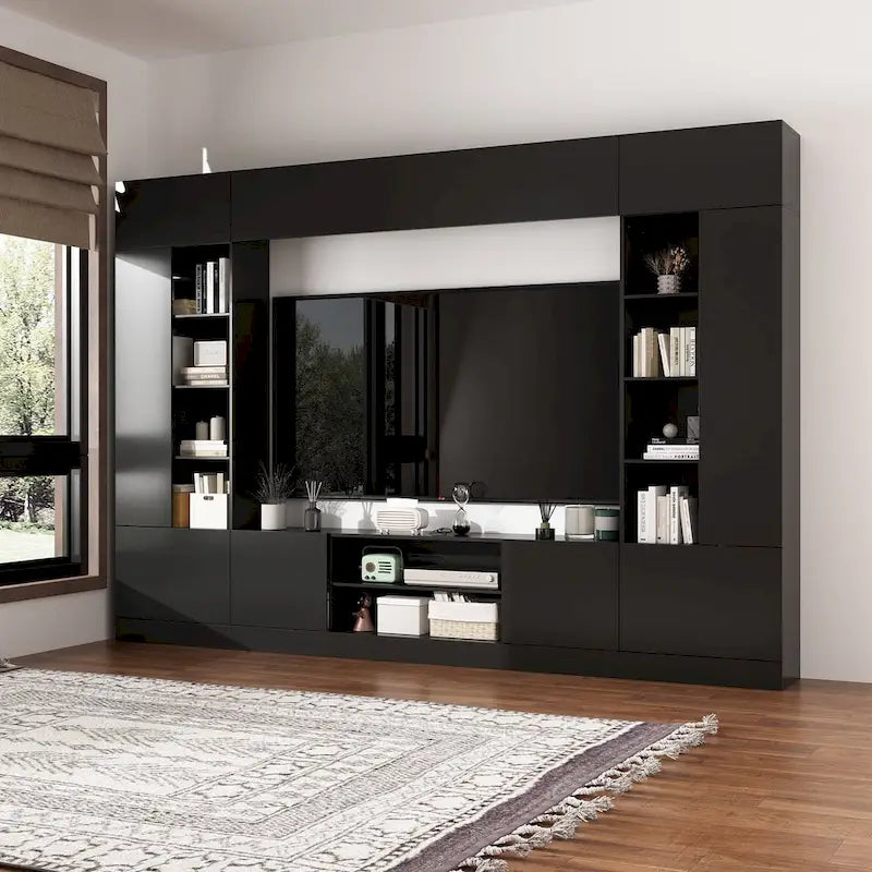 Meuble TV mural polyvalent éclairage LED - Convient aux téléviseurs jusqu'à 75 pouces