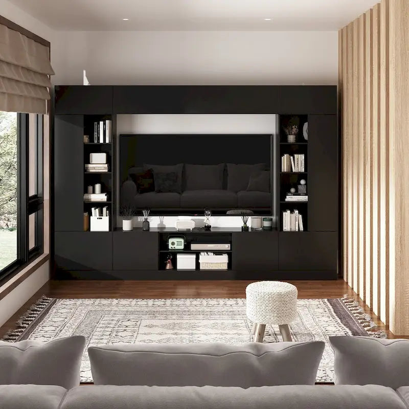 Meuble TV mural polyvalent éclairage LED - Convient aux téléviseurs jusqu'à 75 pouces
