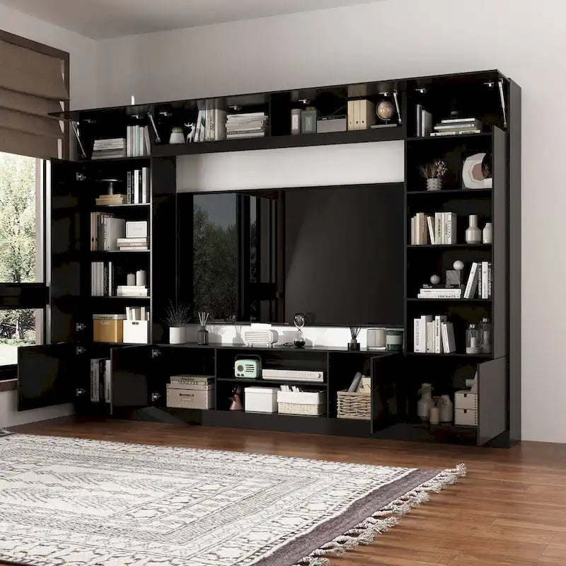 Meuble TV mural polyvalent éclairage LED - Convient aux téléviseurs jusqu'à 75 pouces