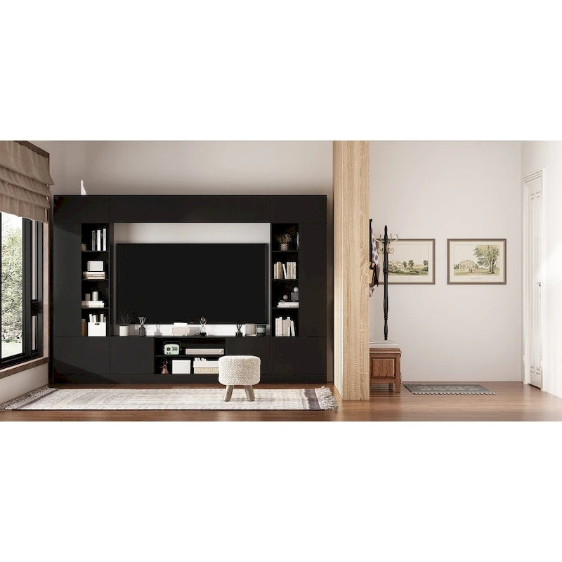 Meuble TV mural polyvalent éclairage LED - Convient aux téléviseurs jusqu'à 75 pouces