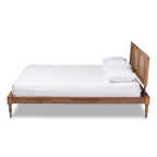 Lit plateforme en bois et rotin synthétique | Style bohème | Aucun sommier tapissier requis
