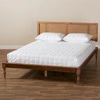 Lit plateforme en bois et rotin synthétique | Style bohème | Aucun sommier tapissier requis