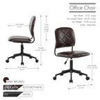 Chaise de bureau pivotante | Cuir PU capitonné | Hauteur réglable | Chaise de bureau à domicile