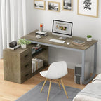 Bureau d'ordinateur d'angle en L de 140 cm avec tiroirs