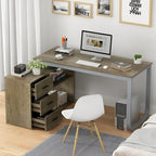 Bureau d'ordinateur d'angle en L de 140 cm avec tiroirs