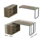 Bureau d'ordinateur d'angle en L de 140 cm avec tiroirs